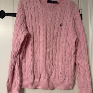Polo by Ralph Lauren Pink Cable Knit Crewneck Sweater